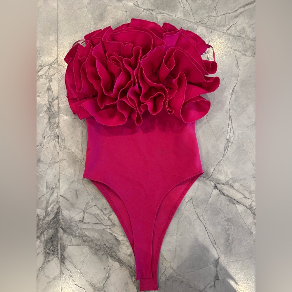 Zara Fuchsia Ruffled Bodysuit